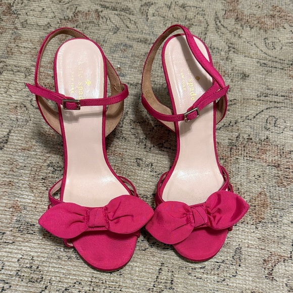 kate spade Shoes - Kate Spade Imari Bow Wedges in Pink Size 7.5
